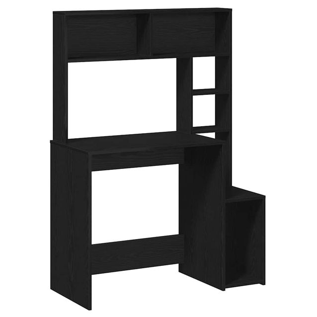 Työpöytä hyllyillä musta 100x45x140 cm tekninen puu (60437)