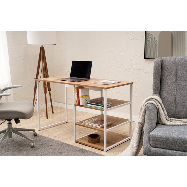 Työpöytä Linento Furniture Venga, valkoinen/atlassetri, 120cm