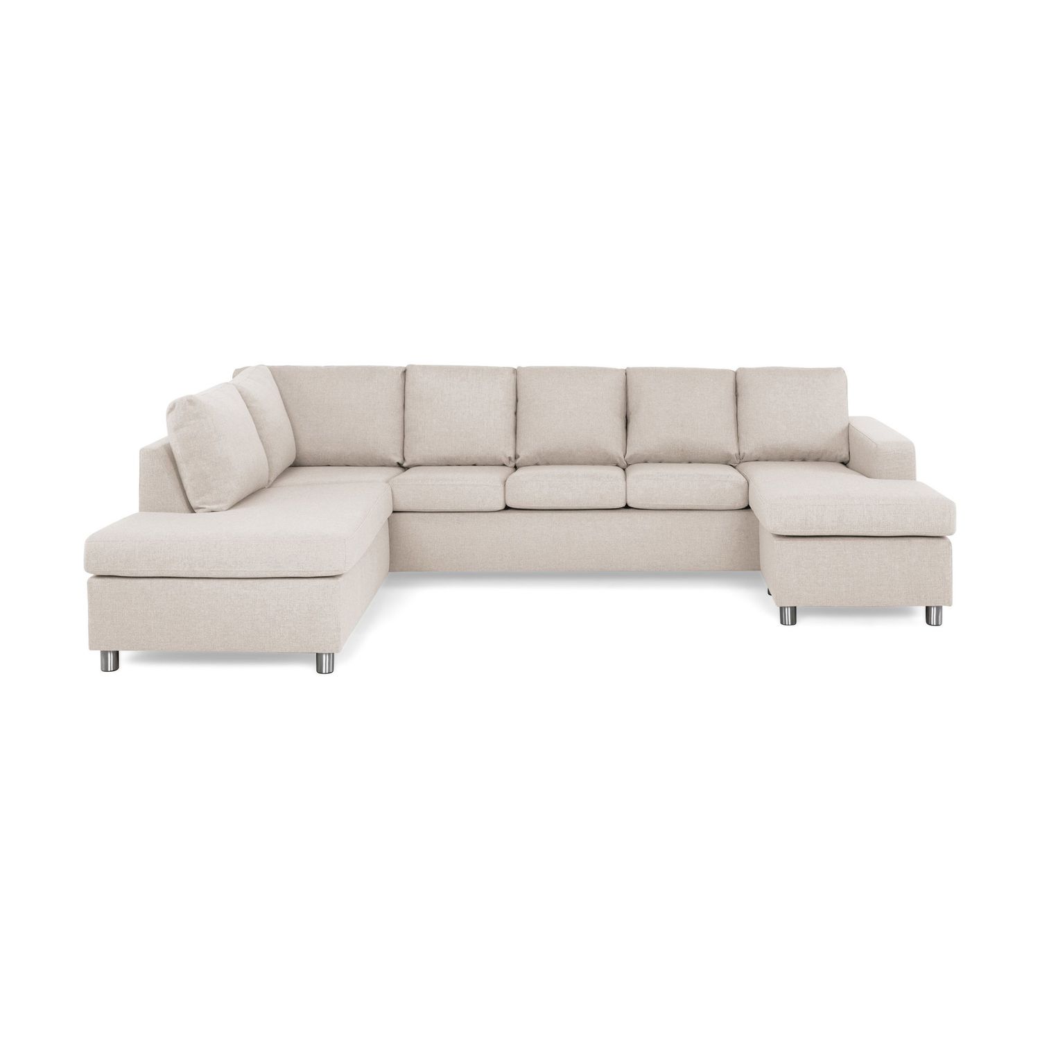 U-Sohva Scandinavian Choice Crazy XL Divaani oikea 5-istuttava beige/metallijalat pyöreä