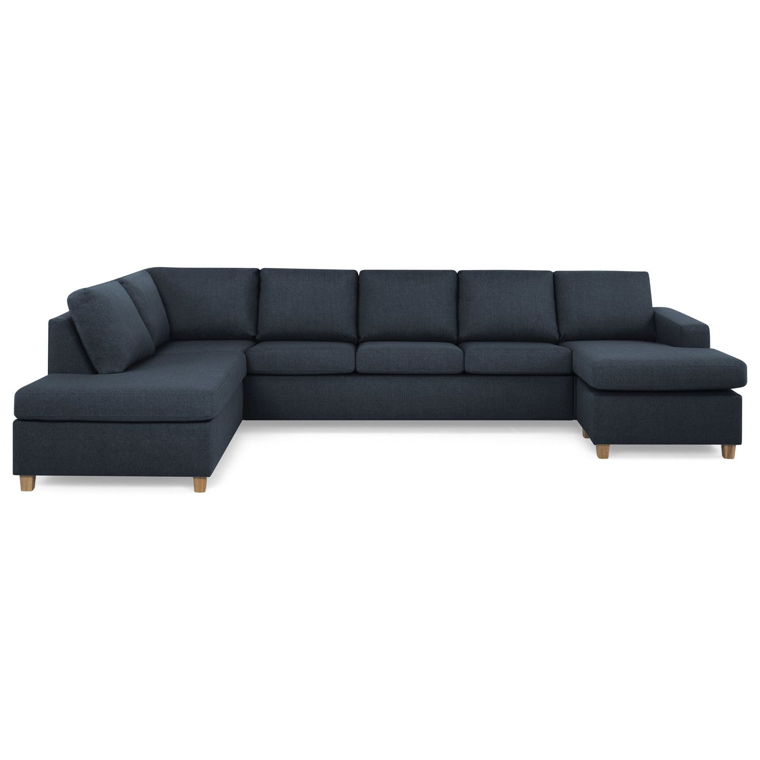 U-Sohva Scandinavian Choice Crazy XL Divaani oikea 6-istuttava tummansininen/tammijalat kulmikas