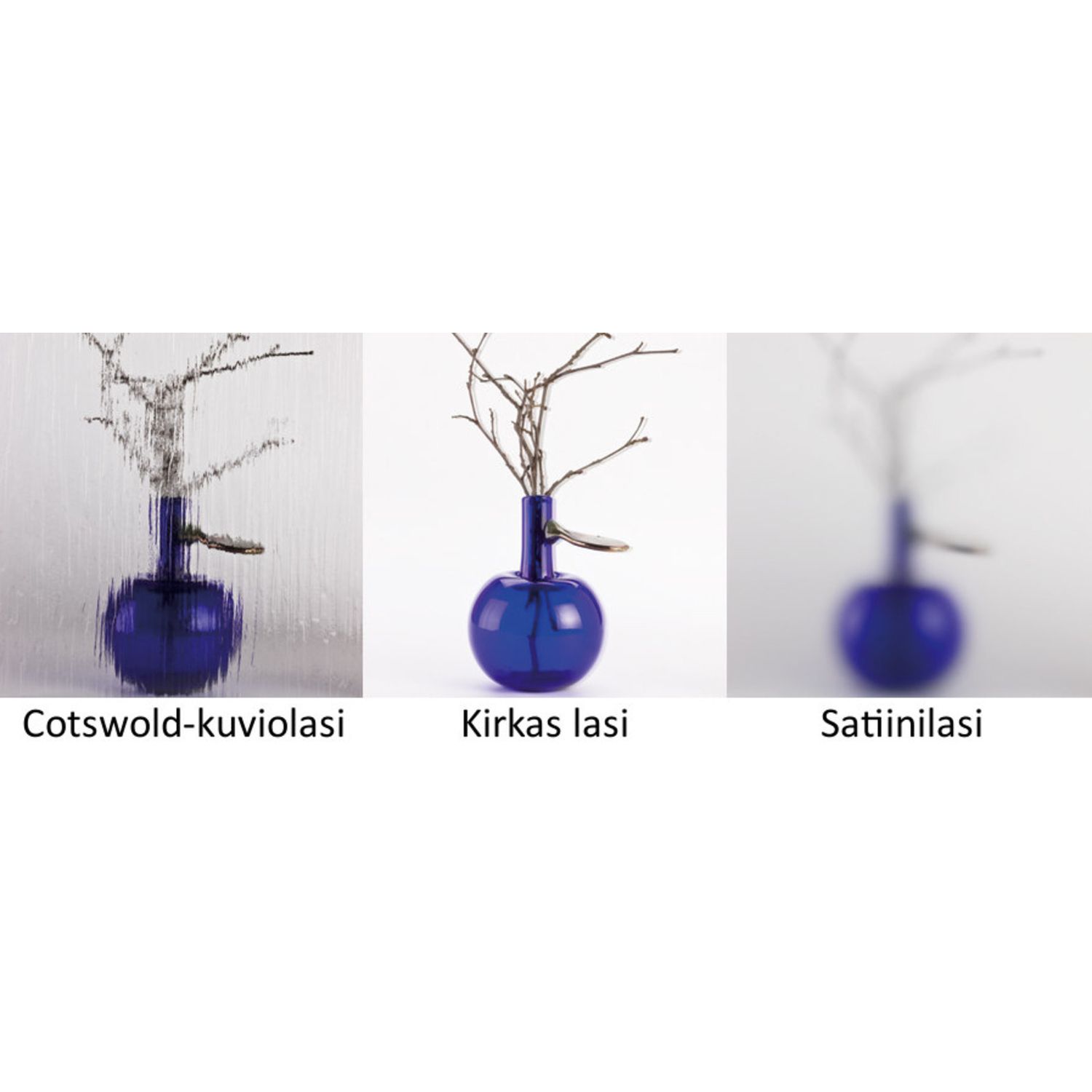 Swedoor ulko-ovien lasivaihtoehdot, Cotswold-kuviolasi, kirkas lasi ja satiinilasi 