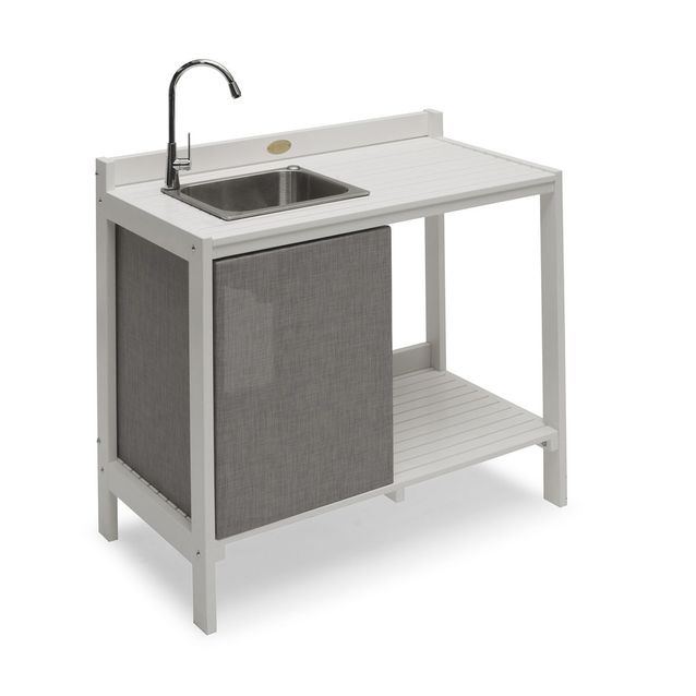 Ulkokeittiö Läckö pesualtaalla valkoinen