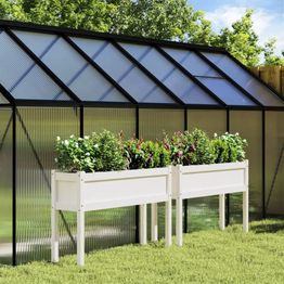 Ulkokukkalaatikot jaloilla valkoinen, mänty, 2 kpl