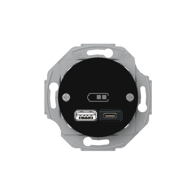 USB-latauspistorasia Schneider Electric A + C 2,4 A musta Renova
