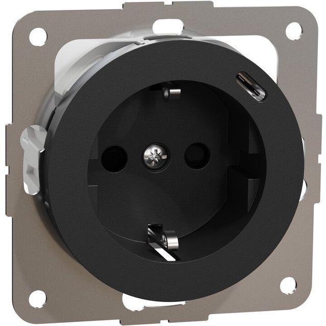 USB-pistorasia Schneider Electric ELKO One, 1-osainen + USB-C, uppoasennus, keskiölevyllä, IP20, 20W, PD