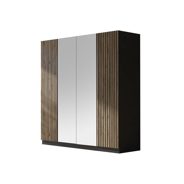 Vaatekaappi Linento Furniture FRN-9006, musta/atlassetri