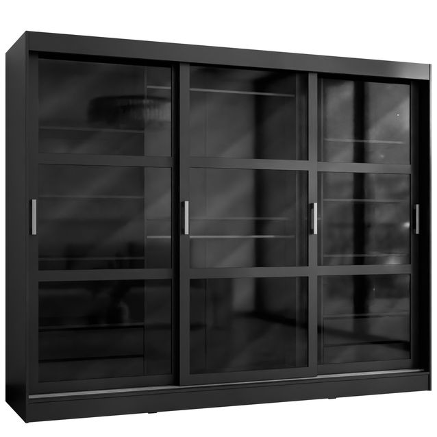 Vaatekaappi przesuwna NORLIO 250, musta (9701)