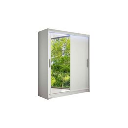 Vaatekaappi Westa, 150x58x200cm, peiliovilla, valkoinen (91291)