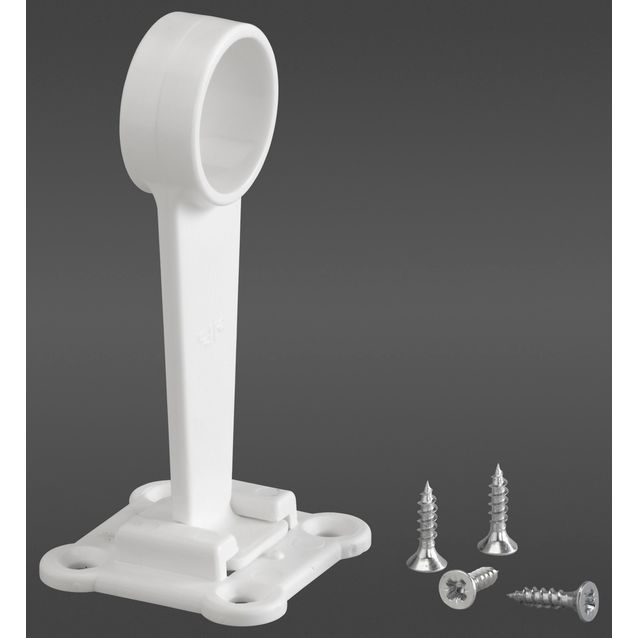 Vaatetangon pidin, koriteline-seinä, keskikannatin vaatetangolle Elfa Classic 44x44x95 mm valkoinen