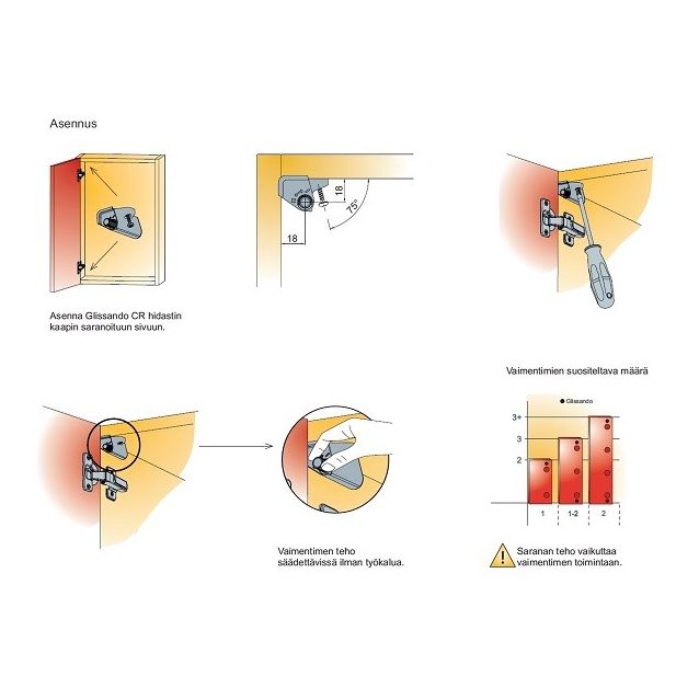 Vaimennin Grip Finland säädettävä kulma-asennus valkoinen 10 kpl / pss
