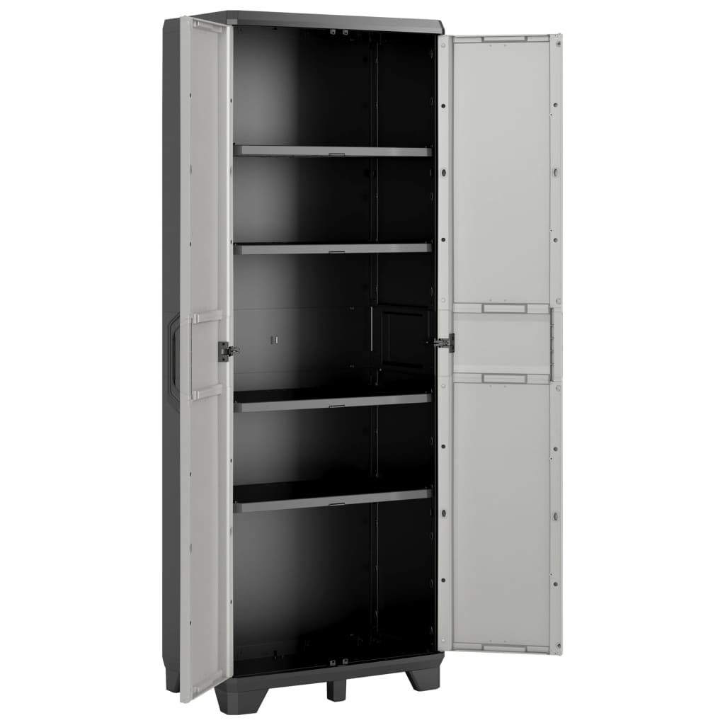 Varastokaappi hyllyillä Gear musta ja harmaa 182 cm (46636)