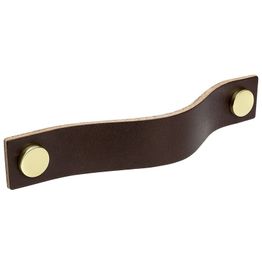 Vedin Beslag Design Loop 128 160x25x20mm nahka ruskea/messinki