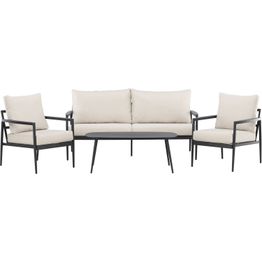 Sohvaryhmä Venture Home Taromina, 2-istuttava sohva + 2 lepotuolia + sohvapöytä, musta/beige