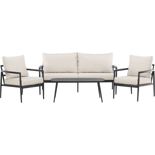 Sohvaryhmä Venture Home Taromina, 2-istuttava sohva + 2 lepotuolia + sohvapöytä, musta/beige