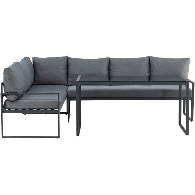 Sohvaryhmä Venture Home Zingaro, 5-istuttava kulmasohva + sohvapöytä, musta/harmaa