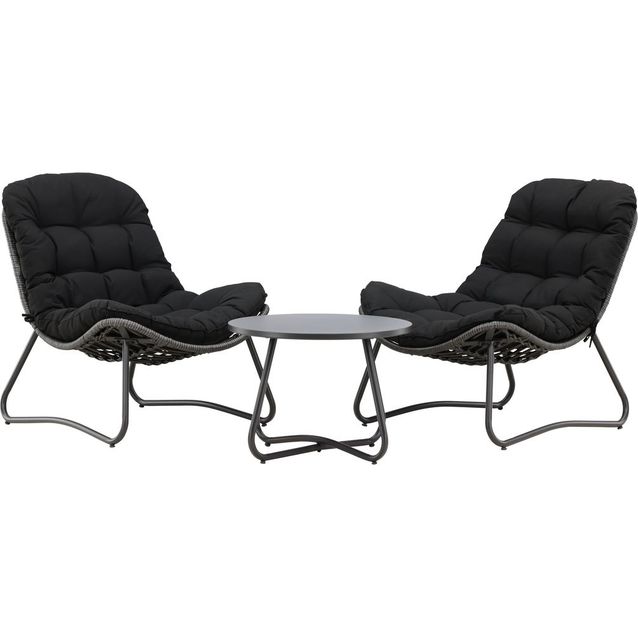 Oleskeluryhmä Venture Home Cala, 2 lepotuolia + pöytä, harmaa/musta