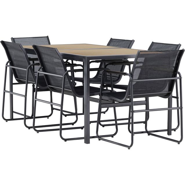 Ruokailuryhmä Venture Home Lampedusa, 160x90cm ruokapöytä + 6 tuolia, ruskea