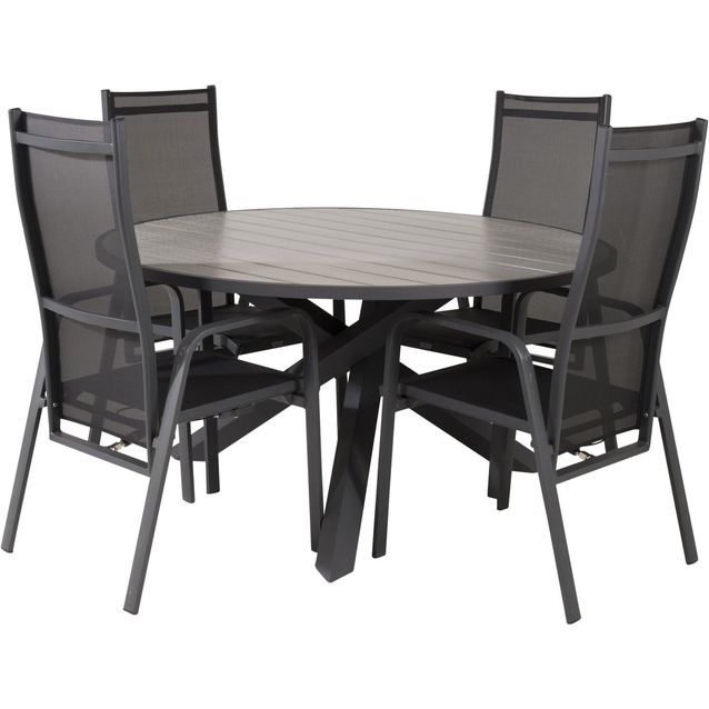 Ruokailuryhmä Venture Home, ø140cm Parma-pöytä + 4 Copacabana-tuolia