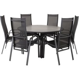 Ruokailuryhmä Venture Home, ø140cm Parma-pöytä + 6 Copacabana-tuolia
