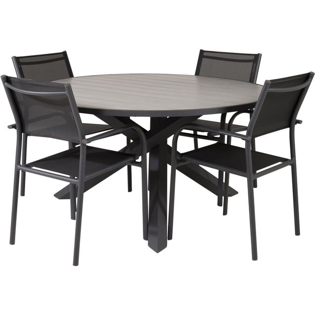 Ruokailuryhmä Venture Home, ø140cm Parma-pöytä + 4 Santorini-tuolia