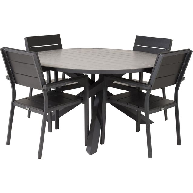 Ruokailuryhmä Venture Home, ø140cm Parma-pöytä + 4 Levels-tuolia