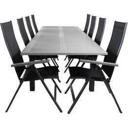 Ruokailuryhmä Venture Home, 224x100cm Albany-pöytä + 8 Albany- tuolia