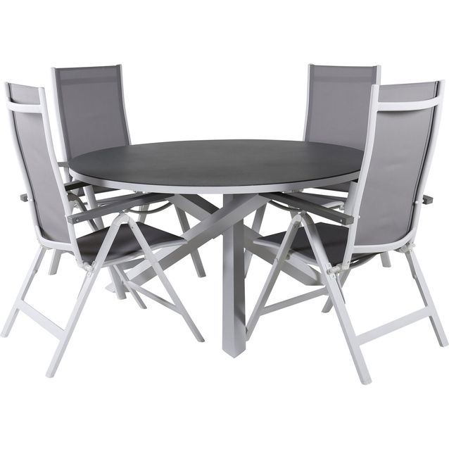 Ruokailuryhmä Venture Home, ø140cm Copacabana-pöytä + 4 Albany-tuolia