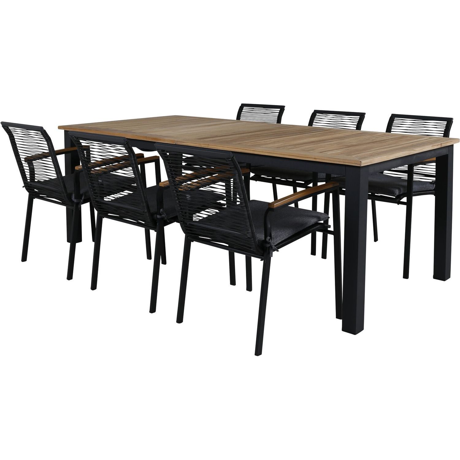 Ruokailuryhmä Venture Home, 220x100cm Panama-pöytä + 6 Dallas-tuolia