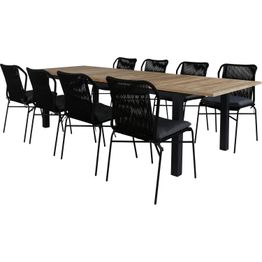 Ruokailuryhmä Venture Home, 220x100cm Panama-pöytä + 8 Julian-tuolia
