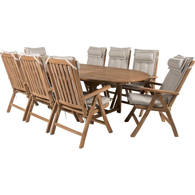 Ruokailuryhmä Venture Home, 180x120cm Kenya-pöytä + 8 Kenya-tuolia