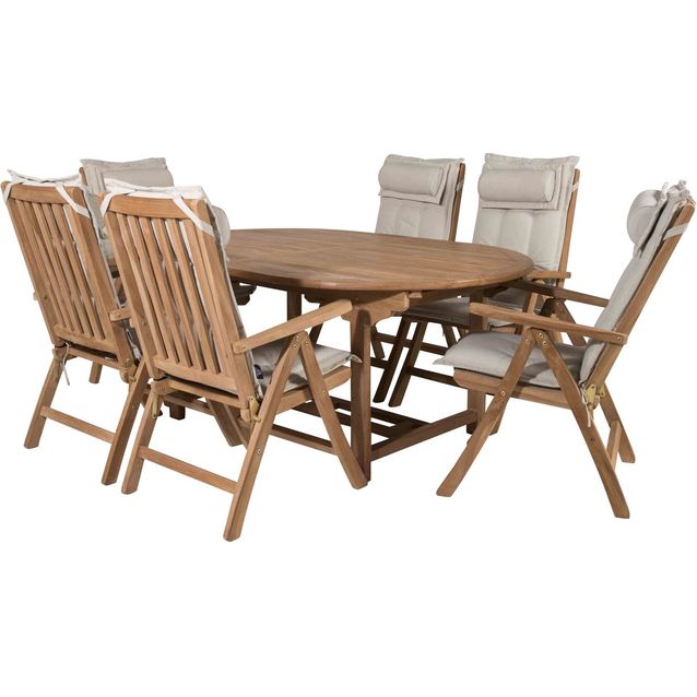 Ruokailuryhmä Venture Home, 180x120cm Kenya-pöytä + 6 Kenya-tuolia