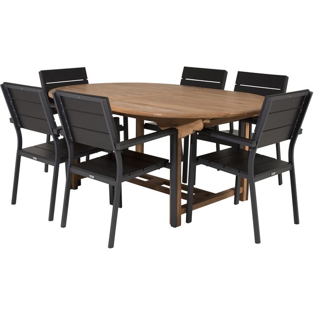 Ruokailuryhmä Venture Home, 180x120cm Kenya-pöytä + 6 Levels-tuolia