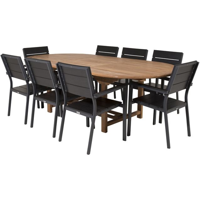 Ruokailuryhmä Venture Home, 180x120cm Kenya-pöytä + 8 Levels-tuolia