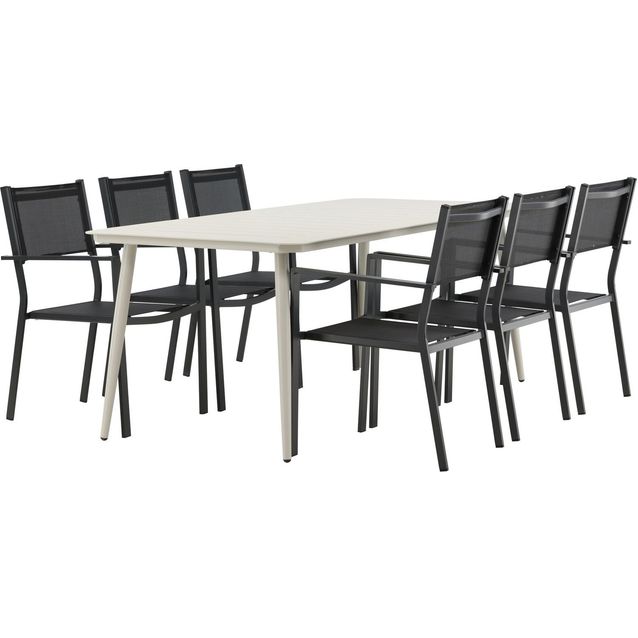 Ruokailuryhmä Venture Home, 200x90cm Lina-pöytä + 6 Copacabana-tuolia