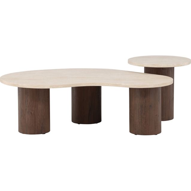 Sohvapöytäsetti Venture Home Megg, 130x70x40cm + ø50x50cm, mocca