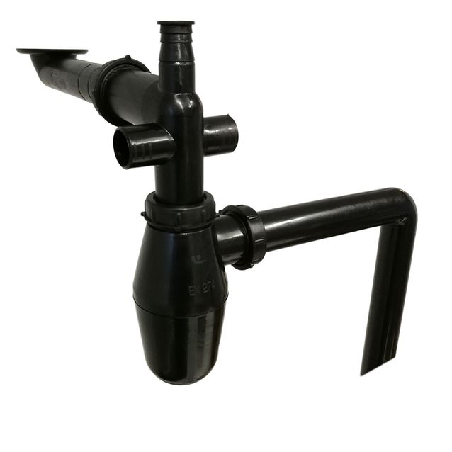 Vesilukko Raksa 32mm tilaa säästävä muovia musta