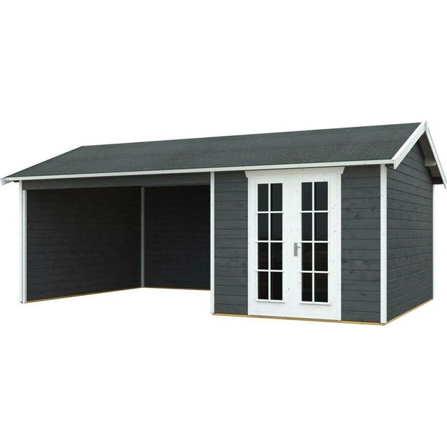 Vierasmaja katoksella Skan Holz Tilburg 9,5 + 13,8 m² harmaa