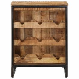 Viinipulloteline 9 pullolle 55x33x70 cm täysi mangopuu (09949)