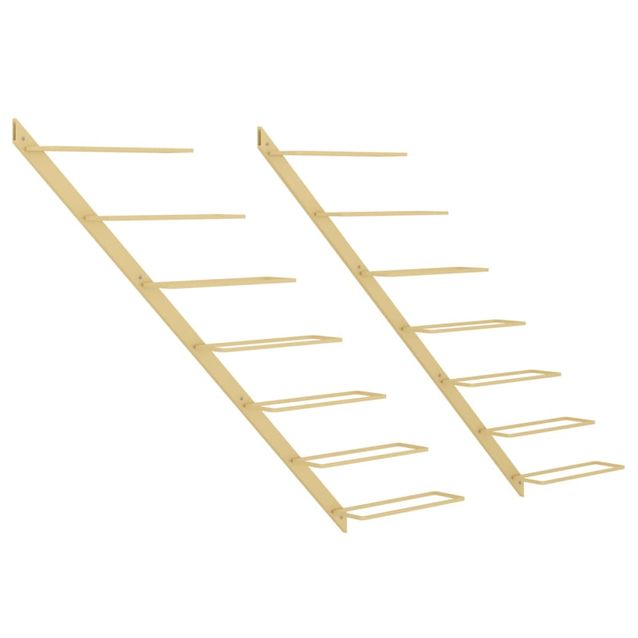 Viinipulloteline seinäkiinnityksellä 7 pulloa 2kpl kulta metalli (40899)