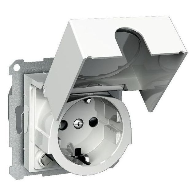 Valkoinen vikavirtapistorasia kannella 1S/VVS/16A/IP20 UKJ Exxact 3227001