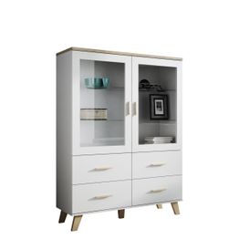 Vitriinikaappi LOTTA 120 2D4S, valkoinen/beige (7256)