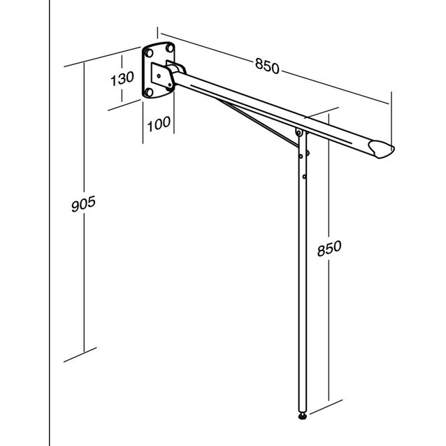 WC-istuimen käsinoja Gustavsberg, seinäasennus, kiinteillä tukijaloilla