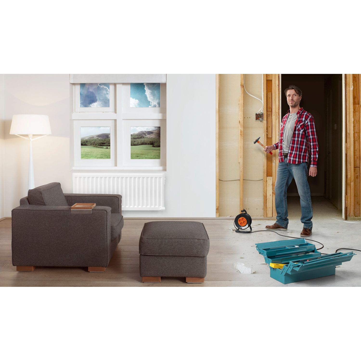 Sähköpatteri Yali Comfort/2 öljytäytteinen kiinteä kotona