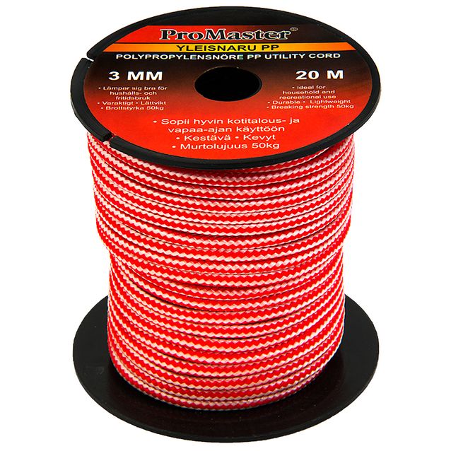 Yleisnaru ProMaster PP, 3 mm x 20 m punainen