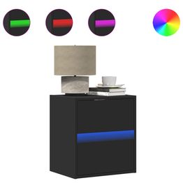 Yöpöytä seinäkiinnityksellä LED-valoilla musta (07963)