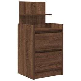 yöpöytäkaappi kahdella laatikolla ruskea tammi 38x34x80 cm (61367)