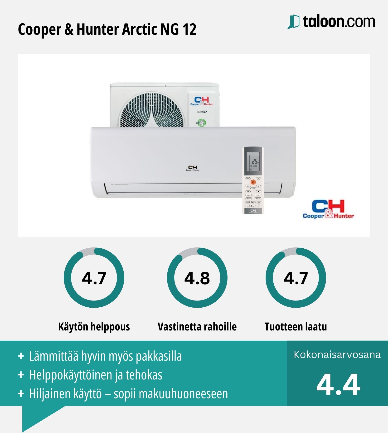 Ilmalämpöpumppu Cooper & Hunter Arctic NG 12 kokemuksia