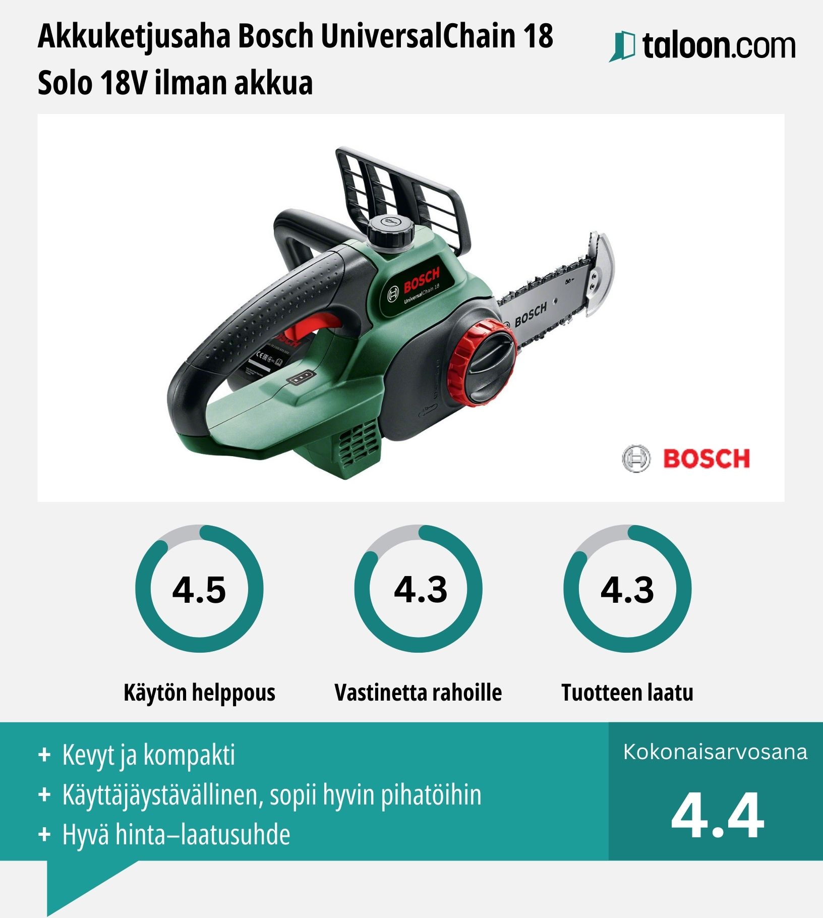 Akkuketjusaha Bosch UniversalChain 18 kokemuksia
