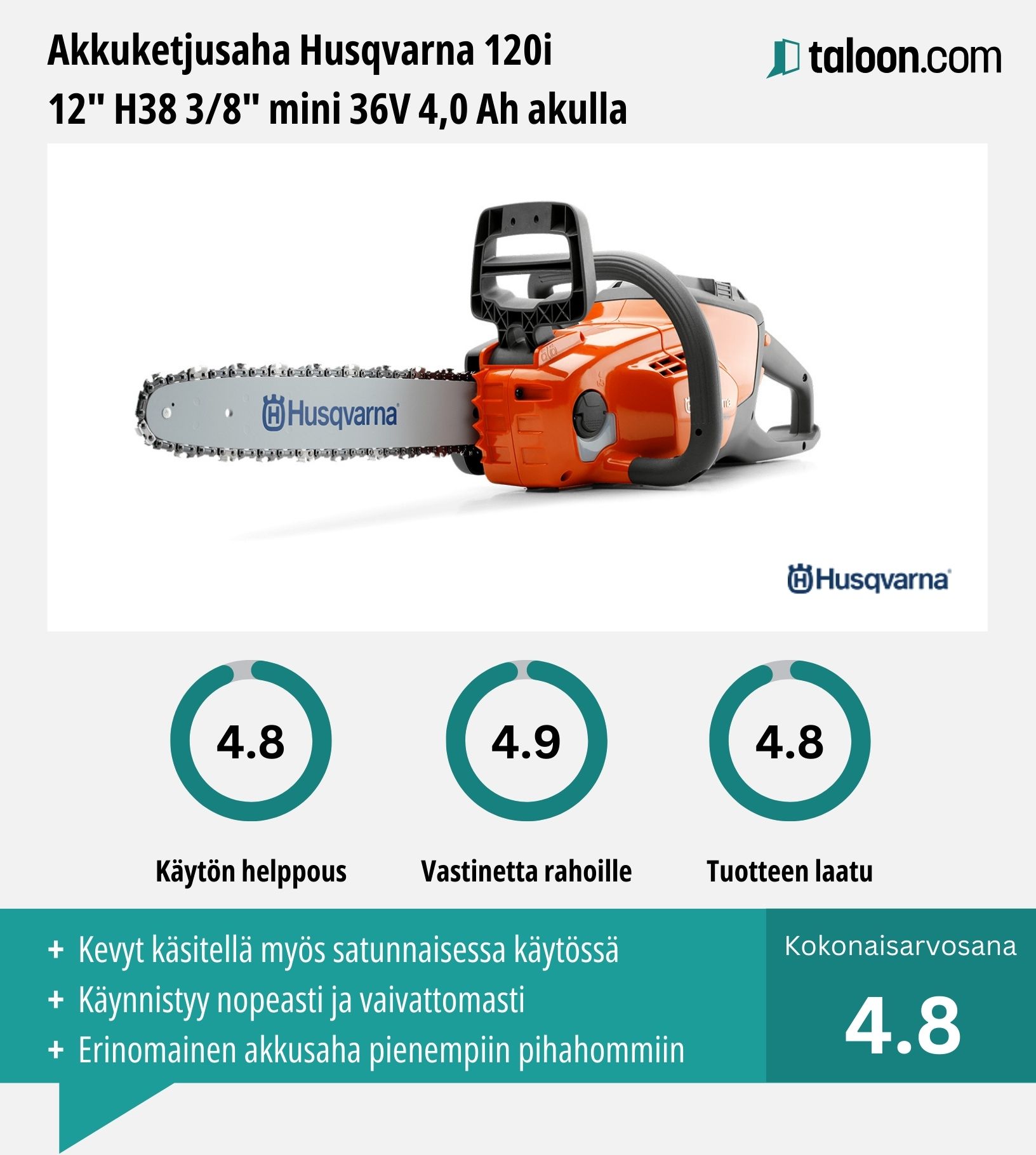 Akkuketjusaha Husqvarna 120i kokemuksia