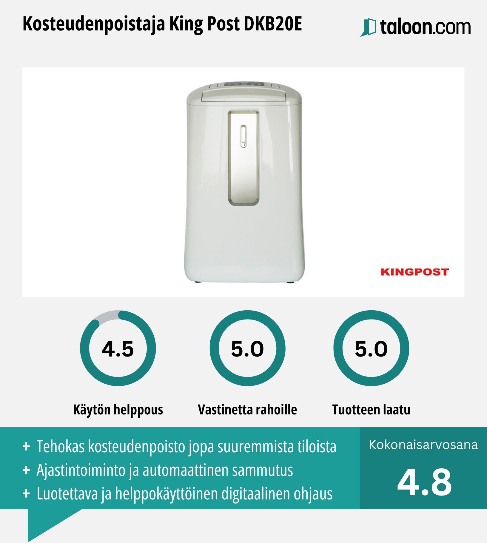 Kosteudenpoistaja King Post DKB20E kokemuksia